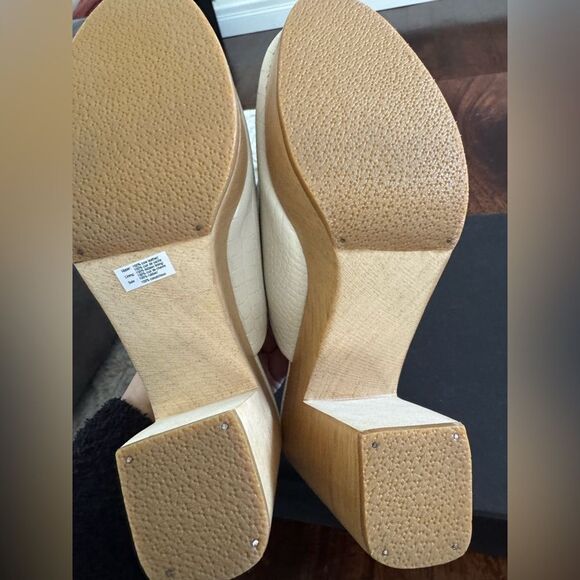 Rachel Comey Dakota Clog Bone Croc Leather Platform Heels - Picture 3 of 4